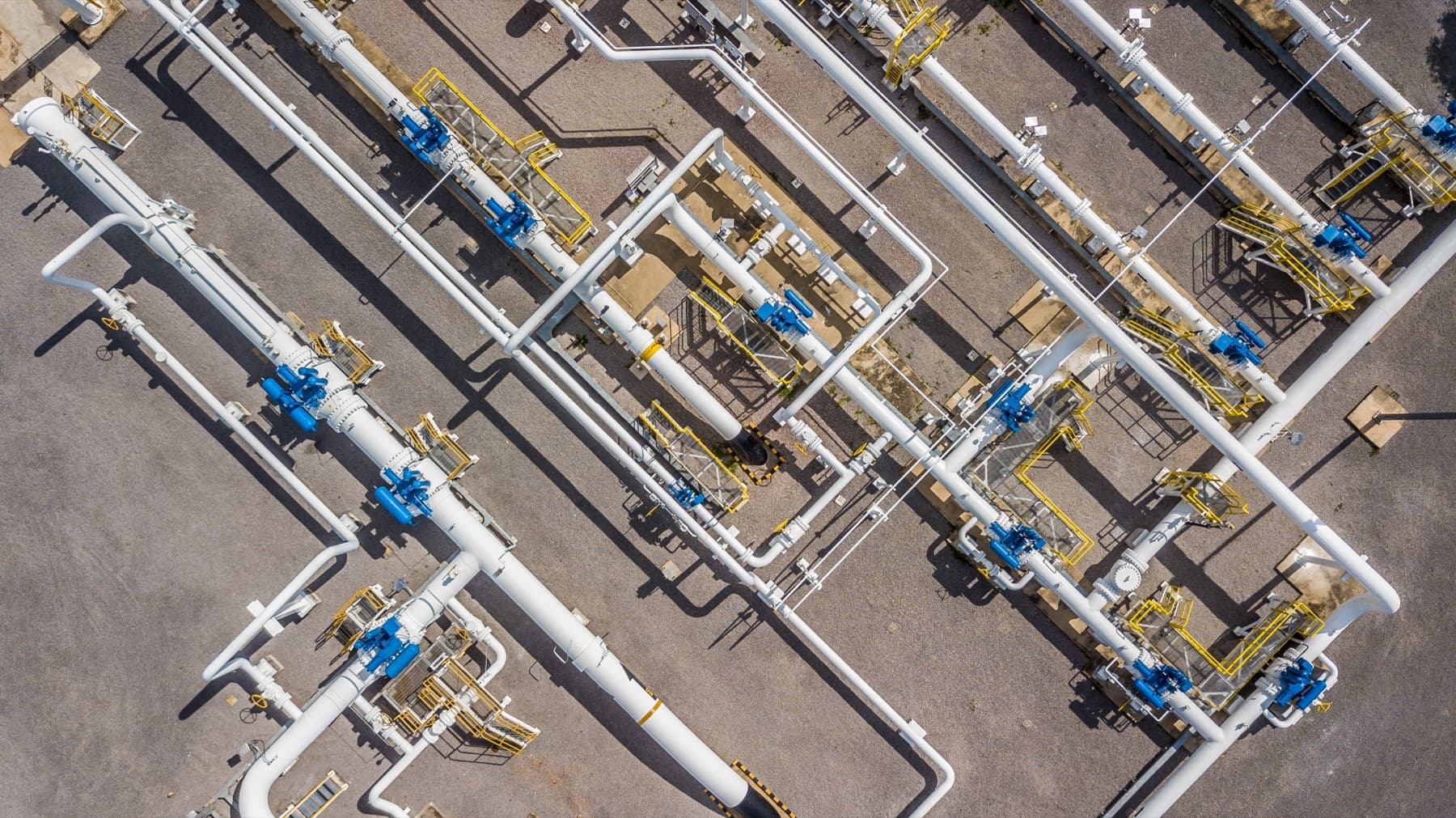 Aerial view of pipeline infrastructure.