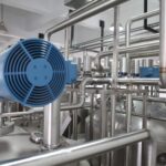 Rotating machinery in a factory.