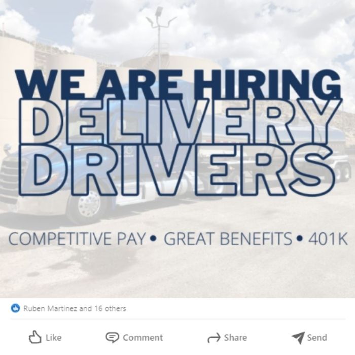linkedin post chemical services hiring delivery drivers